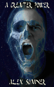 Cover artwork for "A Greater Power" - a screaming man / screaming skull