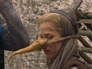 Connie Booth as the witch from "Monty Python and the Holy Grail."